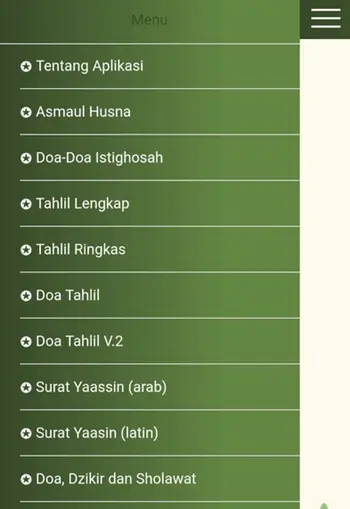 Menu Lengkap Aplikasi Yasin dan Tahlil NU Android